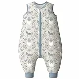 Looxii Schlafsack Baby mit füßen 2.5 Tog Baumwolle Warm Winterschlafsack Baby Schlafsack mit Beinen für Kinder 3-4 Jahre Jungen Mädchen 90 cm Blau Pferd