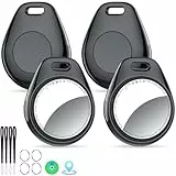 Tukio® Air Tracker Tags Schlüsselfinder 4er Pack Schwarz, Koffer Tracker Kompatibel mit Apple Wo ist? (Nur iOS), 5.3 Bluetooth Key Finder für Gepäck/Schlüsselfinder/Brieftasche, Austauschbarer Akku