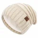 ZASFOU Damen Winter Mütze Beanie mit Fleecefutter Warme Kunst Nerz Samt Wintermütze Thermo Strickmütze Mützen für Frauen Geschenk