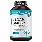 Nutravita Vegane hochwirksame Omega 3 2000mg Kapseln - 600mg DHA & 300mg EPA pro Portion - pflanzliche Omega 3 Weichkapseln aus nachhaltigem Algenöl - 60 vegane Weichkapseln