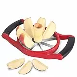 Newness 5,12 Zoll Extra-Großer Apfelschneider - Robuster Apfelteiler für 8 Schnitte, Hochwertiger Kernentferner aus Edelstahl für Äpfel, Kartoffeln, Zwiebeln u.v.m. in Rot