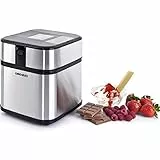 Gino Gelati Edelstahl Eismaschine Jinoria Speiseeismaschine Eiscreme Maschine, für Zuhause geeignet, einfache Bedienung, silber, 20,1 × 20,1 × 23,4 cm