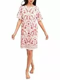CALIDA Favourites Kurzarm-Nachthemd Damen, schwere Interlock Qualität, hautfreundlich, pflegeleicht, Länge 95cm Rose of Sharon 44-46