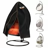 Enzeno Hängesessel Abdeckung Schutzhülle für Hängesessel Wasserdicht 210D Oxford-Gewebe Winterfest Abdeckung für Hängestühle und Schwebesessel 190 x 115 cm (Schwarz)