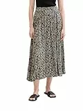 TOM TAILOR Damen Midi Rock mit crinkle effect , black palm minimal design, 36