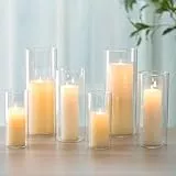 Romadedi Windlicht Glas Glaszylinder Tischdeko: 6er Set Windlichter Gläser für Stumpenkerzen Hochzeit Esstisch Kerzengläser für Schwimmkerzen Party Outdoor