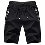 Tansozer Jogginghose Herren Kurz Shorts Kurze Hosen Sport Gym Baumwolle Fitness Sommer（Schwarz,L）