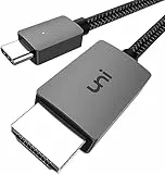 uni 4,5m USB-C-auf-HDMI-Kabel 4K UHD (Thunderbolt 4/3) Typ C auf HDMI für Heimkino/Arbeit [geflochten, Durable] für iPhone 15 Pro, MacBook Air/Pro, iPad Pro, Samsung S23/S10, Chromebookusw.