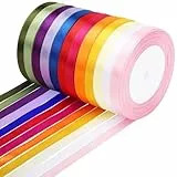 Geschenkband 12 Farben, 10mm*22m Satinband Buntes Schleifenband Bänder Zum Basteln für Karneval Ostern Hochzeit Geschenk Verpackung Partydekorationen