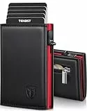 TENBST Geldbörse Herren, Edle Portemonnaie Herren mit Münzfach, RFID-Sicher Slim Wallet, Geldbeutel Premium für 10 Karten - Rot-Schwarz