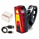 OnWEG Fahrradlicht Rücklicht LED mit Bremslichtfunktion, StVZO Zugelassen, Rücklicht Fahrradlampe mit Akku, USB-C Aufladbar, IPX4 Wasserdicht Fahrradlicht Hinten für Rennrad E-Bike MTB Citybike