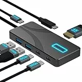 SABRENT USB C Hub 5-Port - 2X USB-A, 2X USB-C, 4K@60Hz HDMI, 80W Power Delivery, Aluminium Dockingstation für Laptop, Tablet, Smartphone, HDR/HDCP Unterstützung (HB-TG5P)