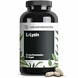 natural elements L-Lysin – 365 Kapseln – 800mg L-Lysin – Aus pflanzlicher Fermentation – ohne Gentechnik – vegan, optimal dosiert, ohne unnötige Zusätze