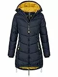 Sublevel Damen Jacke Steppmantel LSL-412 mit gefütterter Kapuze inkwell blue XL