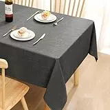 smiry Leinenoptik Tischdecke Abwaschbar Lotuseffekt Eckig 100 x 140 cm Tischtuch Leinendecke Wasserabweisend Tafeldecke Tischwäsche Fleckschutz, Dunkelgrau