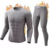 CL convallaria Thermounterwäsche Herren, Funktionsunterwäsche Skiunterwäsche Atmungsaktiv Innenfleece Winter Thermowäsche Warm Weich Thermounterhemd Thermounterhose für Männer, Grau