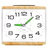 Ayybboo Wecker Analog Ohne Ticken,Seniorenwecker mit Schlummerfunktion,Nachtlicht,Lauter Alarm,Großes Zifferblatt Quarzwecker,Wecker Schlafzimmer（Holzfarben）