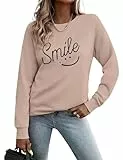 Gyabnw Sweatshirt Damen ohne Kapuze eleganter Rundhalsausschnitt Pullover ideal für Frühling und Herbst dünn und komfortabel