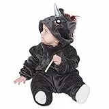 corimori 1850 Ruby Punk-Einhorn Baby Kleinkind Onesie Jumpsuit Strampler Anzug Kostüm Verkleidung (70-90 cm), Schwarz