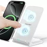 TECKNET Wireless Charger Stand, 15W Qi-Zertifiziert Induktive Ladestation, Schnelles Kabelloses Ladegerät für iPhone 17 16 15 14 13 12&Pro Max, Samsung Galaxy S25 S24, Google, LG, Xiaomi, Huawei