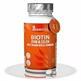 BIOMENTA Biotin + Zink + Selen - Haut + Haare + Nägel Komplex - 12.500 mcg Vitamin B7 / Stck. - 370 Biotin Tabletten hochdosiert + vegan - Premiumqualität