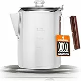 COLETTI Bozeman Induktions-Perkolator Kaffeekanne, Kaffeemaschine – Camping-Kaffeekanne, Kaffee-Perkolator – Amerikas beliebter Perkolator – kein Aluminium oder Kunststoff [9 Tassen]