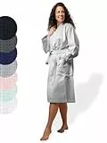 SIEGENTHAL® Damen Bademantel Waffelpique 100% Baumwolle mit Schalkragen Leicht Morgenmantel - Hellgrau S - M