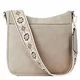 BOSTANTEN Handtasche Damen Mittelgroß Umhängetasche Crossbody Bags Leder Schultertasche für Frauen Shopper Tasche mit Verstellbarem Farbigem Riemen Grau