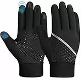 OOPOR Kinder Handschuhe Warme Winterhandschuhe - Kids Outdoor Sport Thermo Fleece Fahrradhandschuhe Laufhandschuhe mit Anti-Rutsch Winddicht Touch Screen für Klein Junge Mädch Schwarz 4-12 Jahre