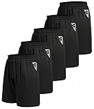 BOOJO 5er Pack Sporthose Herren Kurz Sport Shorts mit Taschen Schnell Trocknend Trainingshose Jogginghose Laufhose für Gym Basketball(Schwarz*5,L)