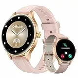 Smartwatch Damen Rund, AMOLED-Display Smart Watch mit Telefonfunktion/KI-Sprachassistent, Fitnessuhr 120+ Sportmodi IP68 Wasserdicht, Fitness Tracker mit SpO2 Schrittzähler Schlafmonitor