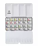 Schmincke – Akademie Aquarell Farbkasten, Vollsortiment 24 x 1/1 Näpfchen, 75 425 097, Metallkasten, hoch lichtechte Farbtöne, feine Künstler-Aquarellfarben