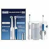 Oral-B Oral Health Center Munddusche mit Oxyjet-Technologie für Zahnreinigung, 2 Ersatzdüsen & PRO Series 1 Elektrische Zahnbürste/Electric Toothbrush, 2 Aufsteckbürsten, 3 Modi für Zahnpflege, weiß