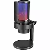 FIFINE USB Mikrofon PC, Gaming Mikrofon für Streaming Podcast Studio, Microphone USBC für PS4 PS5 MAC mit RGB-Steuerung, Stummschalter, Kopfhöreranschluss, Popfilter