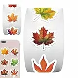 Aufkleber Herbst, 500 PCS Herbst Aufkleber Für Kinder, 6 Farben Stickerrollen Herbstlaub-Sticker, Ahornblätter Blätter Deko Für DIY-Herbstparty-Dekorationen Für Kinder, Fenster, Umschläge