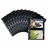 HERMA 7787 Fotohüllen für Ordner, 10 Stück, 13x18 cm quer, 2 Fächer geteilt, beidseitig bestückbare Fotophan Fotosichthüllen Sammelhüllen Postkartenhüllen Prospekthüllen mit Eurolochung, schwarz
