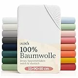 Laleni 2er-Set Jersey Spannbettlaken Beistellbett und Wiege 55x90 cm - Oeko-Tex Zertifiziert, 100% Baumwolle, atmungsaktives Spannbetttuch für Baby, 135 g/m², weiß