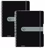 Herlitz 11293073 Spiralblock A4 to go, Holzfreies Papier, 80 Blatt (2er Pack A4, schwarz)