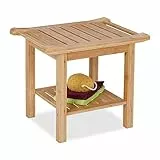 Relaxdays Badhocker aus Bambus, extra Ablagefläche & Griffe, HxBxT: 45 x 55 x 40,5 cm, Stauraum in Flur & Bad, Natur