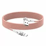 YACSEJAO USB A auf USB C 180° Drehbares Kabel mit 3A Schnellladung & Datensynchronisation, Flexible Ladekabel Typ C auf USB Typ A (Rosa, 2M/6,6FT)