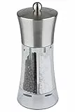 APS 2 in 1 Salz- und Pfeffermühle - Ø 8 cm und 19 cm Höhe, Gewürzmühle mit Keramik Mahlwerk, praktische transparente Mühle mit einstellbarem Mahlgrad, nicht spülmaschinengeeignet