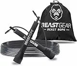 Beast Gear Springseil für Erwachsene - Fitness-Speed-Rope für Ausdauer, Abnehmen Indoor-/Outdoor-Sprungseil zum Boxen, Sport, MMA, Crossfit - Schwarz