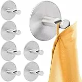 RICOO Klebehaken selbstklebend extra stark Handtuchhaken 7-er Set Wandhaken zum Kleben MH016-7 Handtuchhalter ohne Bohren Küche Badezimmer Kleiderhaken Edelstahl silber