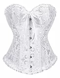 KUOSE Damen Vollbrust Corsage Bauchweg Korsage Top Übergrößen Weiß, EUR(36-38)L