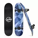 BELEEV Skateboard 31x8 Zoll Komplette Cruiser Skateboard für Kinder Jugendliche Erwachsene, 7-Lagiger Kanadischer Ahorn Double Kick Deck Concave mit All-in-one Skate T-Tool für Anfänger