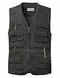 KTWOLEN Herren Outdoor Weste mit Multi-Taschened Anglerweste Jagd- und Angler Camping Wandern Weste Freizeit Ärmellos Jacke, Schwarz, XL