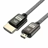 Chenyang Micro HDMI Kabel,Micro HDMI Stecker auf HDMI 2.1 Stecker Ultra-HD UHD 8K 60Hz 4K 120Hz 48Gbs Kabel 1.0M