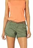 Sublevel Damen Kurze Hose Stretch-Shorts mit Flecht-Gürtel Middle-Green M