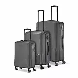 Travelite 4-Rad Koffer Set 3 teilig Größen L/M/S, Gepäck Serie Bali: ABS Hartschalen Trolleys mit TSA Kombinationsschloss (Handgepäck Koffer ohne TSA)