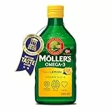 Möller's Omega 3 Lebertran Öl | Nordic Omega 3 Nahrungsergänzung mit EPA, DHA, Vitamin A, D, E | Superior Taste Award | Hochreiner natürlicher | 165 Jahre alte Marke | Zitrone | 500 ML